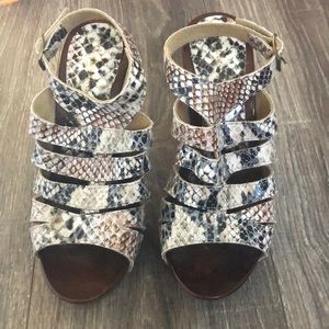 charles david faux snake skin heels